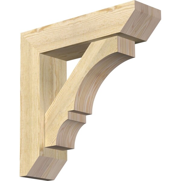 Ekena Millwork Balboa Slat Rough Sawn Bracket w/ Offset Brace, Douglas Fir, 6"W x 22"D x 22"H BKT0604X22X22BOA06RDF - main